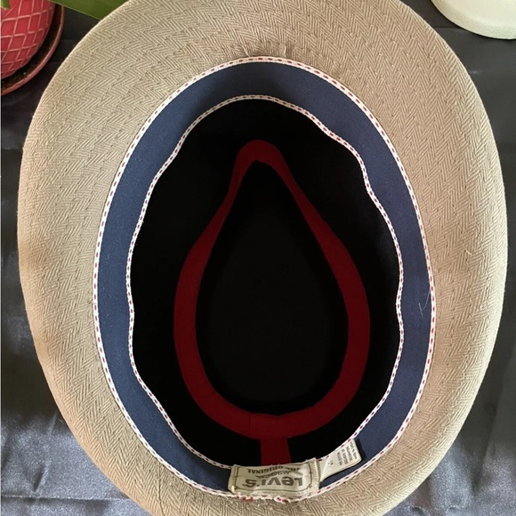 Levi’s Trilby Fedora Hat Beige Tan M/L Cotton Logo Button - Picture 7 of 10